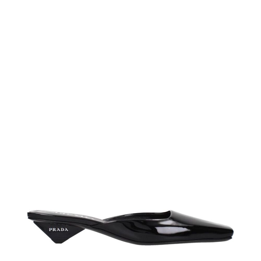 Prada Black Leather Flat Women's Sandals